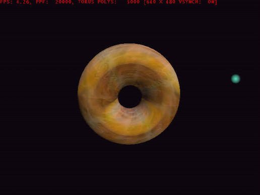 The 3dfx Donut tech demo rendering after the Windows XP map-mem fix