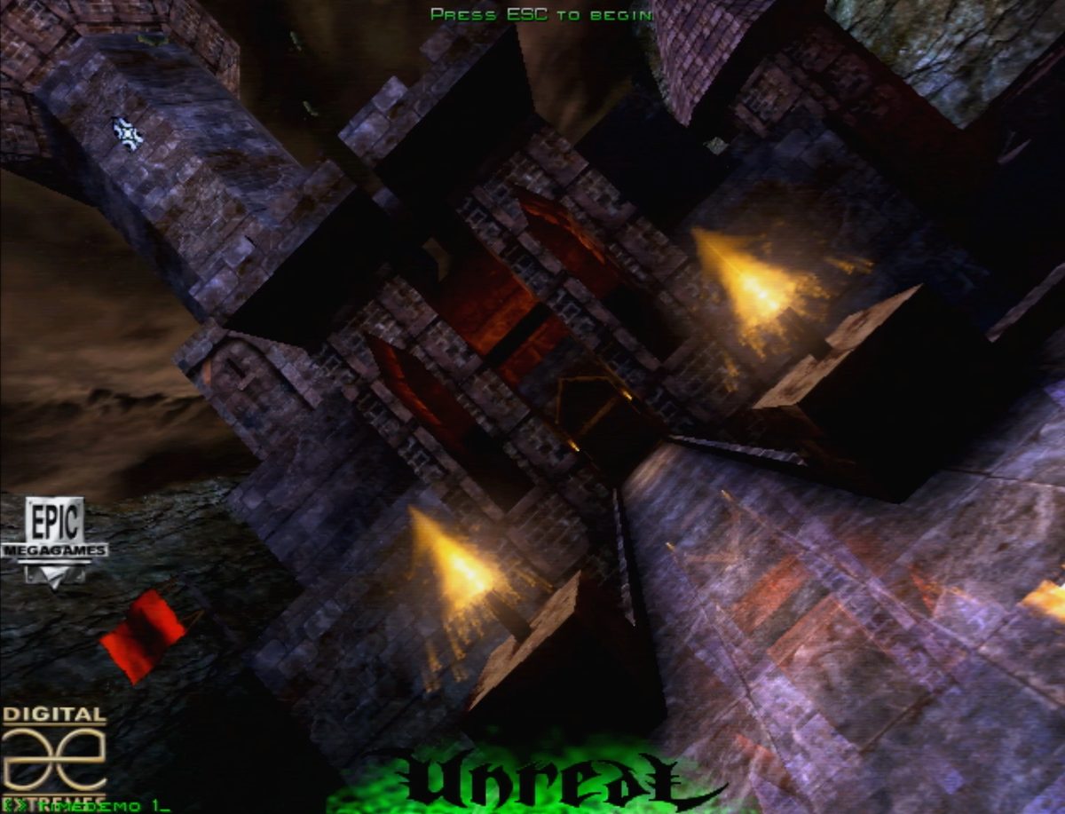 Unreal's opening area rendered on the Voodoo 2